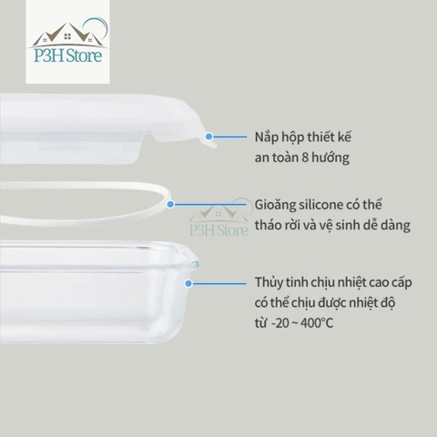 Hộp đựng thực phẩm thủy tinh chịu nhiệt LocknLock Blanc glass food container P3H Store