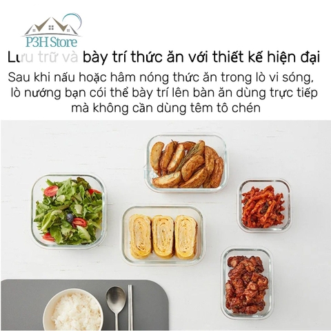 Hộp đựng thực phẩm thủy tinh chịu nhiệt LocknLock Blanc glass food container P3H Store