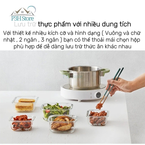 Hộp đựng thực phẩm thủy tinh chịu nhiệt LocknLock Blanc glass food container P3H Store