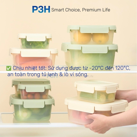 Hộp nhựa nắp gài Inochi Hokkaido Kín Hơi, Dùng Được Lò Vi Sóng, Nhiều Dung Tích P3H