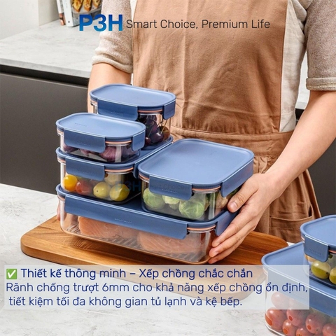 Hộp nhựa tritan Lock&Lock Bisfree Modular PLUS an toàn bảo quản thực phẩm kín hơi dễ dàng xếp chồng P3H