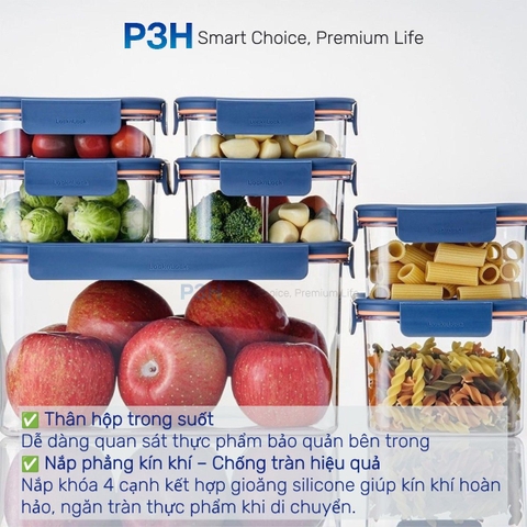 Hộp nhựa tritan Lock&Lock Bisfree Modular PLUS an toàn bảo quản thực phẩm kín hơi dễ dàng xếp chồng P3H