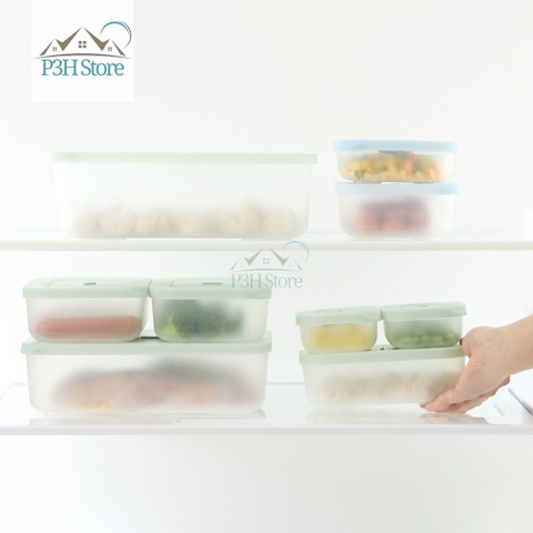 Bộ 7 hộp trữ đông thực phẩm Inoch Hokkaido chống dính kháng khuẩn có đồng hồ ghi nhớ thời gian H0873 P3H