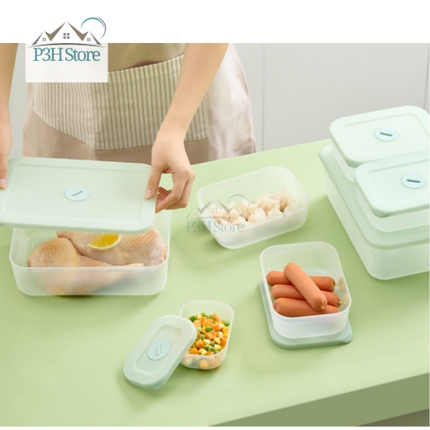 Bộ 7 hộp trữ đông thực phẩm Inoch Hokkaido chống dính kháng khuẩn có đồng hồ ghi nhớ thời gian H0873 P3H