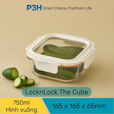 Hộp thủy tinh chịu nhiệt LocknLock nắp cường lực Cube khóa 4 chấu dung tích từ 300ml đến 1L P3H