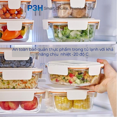 Hộp thủy tinh chịu nhiệt LocknLock nắp cường lực Cube khóa 4 chấu dung tích từ 300ml đến 1L P3H