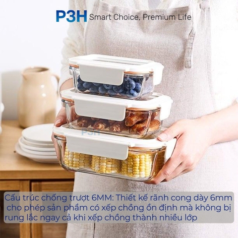 Hộp thủy tinh chịu nhiệt LocknLock nắp cường lực Cube khóa 4 chấu dung tích từ 300ml đến 1L P3H