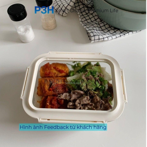 Hộp thủy tinh chịu nhiệt LocknLock nắp cường lực Cube khóa 4 chấu dung tích từ 300ml đến 1L P3H