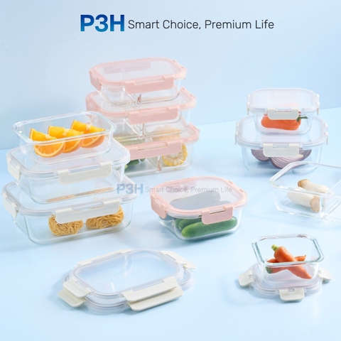 Hộp thủy tinh chịu nhiệt INOCHI Nikko Pure nắp trong suốt khóa gài 4 chấu nhiều dung tích P3H