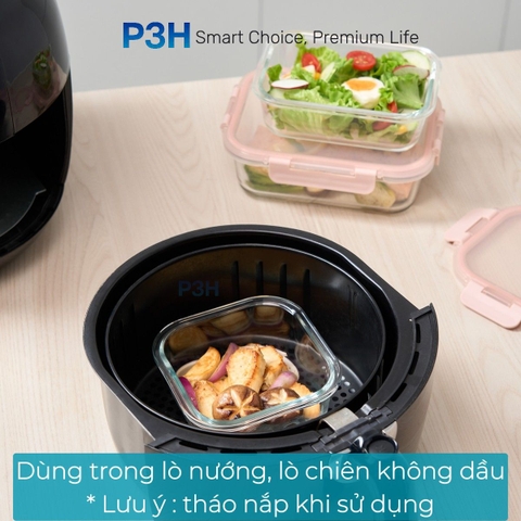 Hộp thủy tinh chịu nhiệt INOCHI Nikko Pure nắp trong suốt khóa gài 4 chấu nhiều dung tích P3H