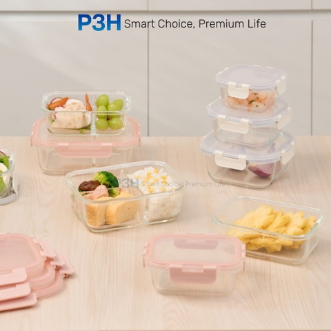 Hộp thủy tinh chịu nhiệt INOCHI Nikko Pure nắp trong suốt khóa gài 4 chấu nhiều dung tích P3H