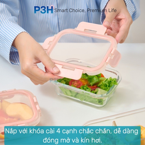 Hộp thủy tinh chịu nhiệt INOCHI Nikko Pure nắp trong suốt khóa gài 4 chấu nhiều dung tích P3H