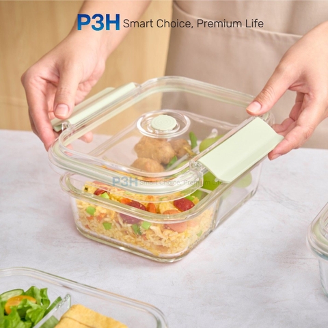 Hộp thủy tinh chịu nhệt Inochi Nikko Valve có lỗ thoát hơi khóa cài 2 chấu P3H