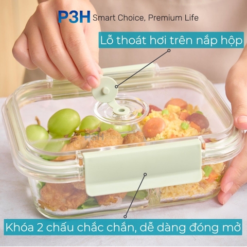 Hộp thủy tinh chịu nhệt Inochi Nikko Valve có lỗ thoát hơi khóa cài 2 chấu P3H