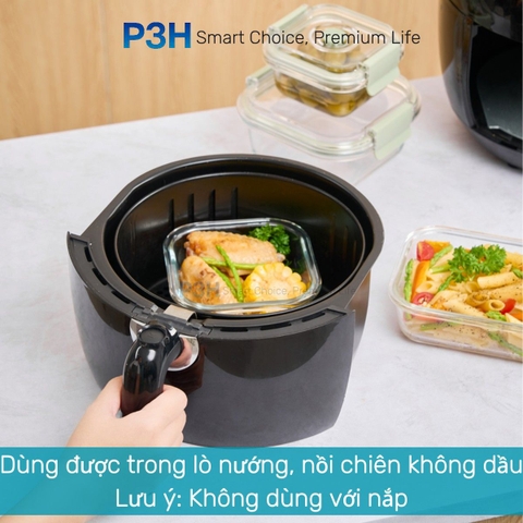 Hộp thủy tinh chịu nhệt Inochi Nikko Valve có lỗ thoát hơi khóa cài 2 chấu P3H