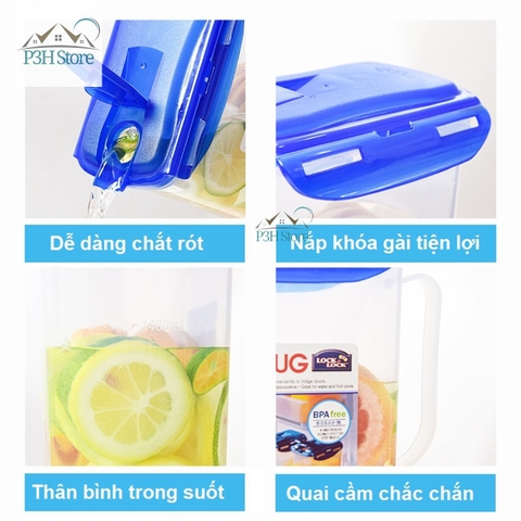Bình nước Lock&Lock dạng rót Jug 1.5L/2L/3L HPL733 HPL735 HAP607