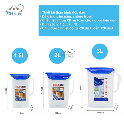 Bình nước Lock&Lock dạng rót Jug 1.5L/2L/3L HPL733 HPL735 HAP607
