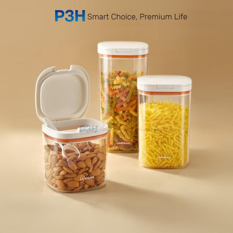 Hộp Đựng Thực Phẩm Khô LocknLock Kèm Muỗng Nắp Một Chạm Kín Hơi Không Ẩm Mốc HTE904 HTE905 HTE906 P3H