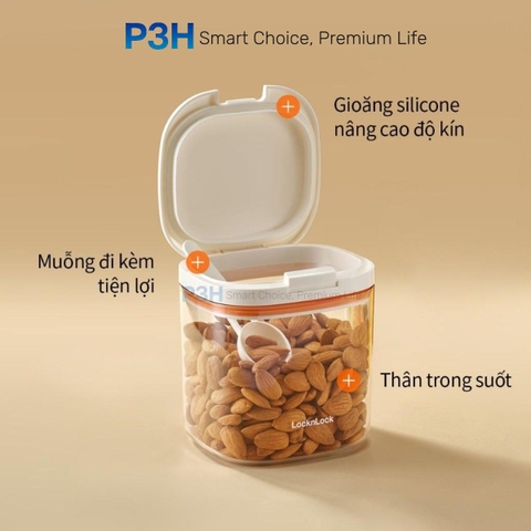 Hộp Đựng Thực Phẩm Khô LocknLock Kèm Muỗng Nắp Một Chạm Kín Hơi Không Ẩm Mốc HTE904 HTE905 HTE906 P3H