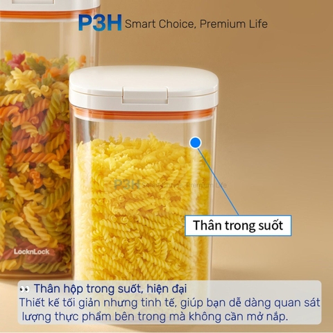 Hộp Đựng Thực Phẩm Khô LocknLock Kèm Muỗng Nắp Một Chạm Kín Hơi Không Ẩm Mốc HTE904 HTE905 HTE906 P3H
