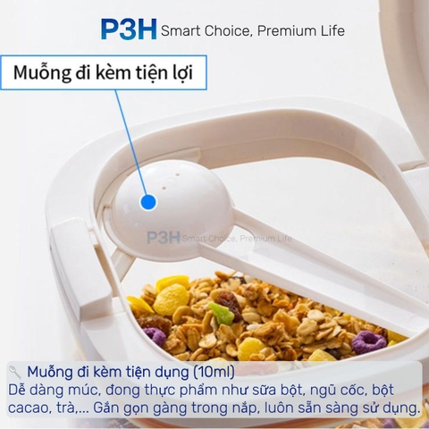 Hộp Đựng Thực Phẩm Khô LocknLock Kèm Muỗng Nắp Một Chạm Kín Hơi Không Ẩm Mốc HTE904 HTE905 HTE906 P3H