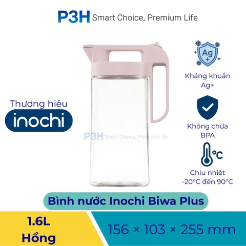 Bình Nước Nhựa Inochi Biwa Plus 1.6L / 2.1L An Toàn Thực Phẩm, Chịu Nhiệt Cao P3H