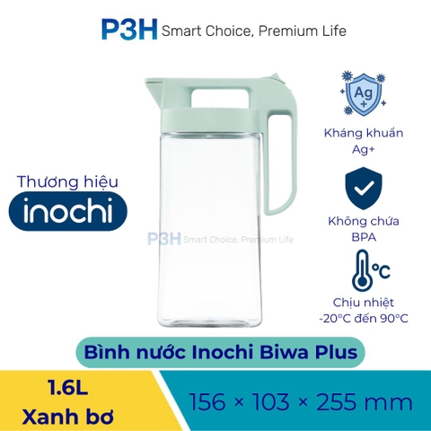 Bình Nước Nhựa Inochi Biwa Plus 1.6L / 2.1L An Toàn Thực Phẩm, Chịu Nhiệt Cao P3H