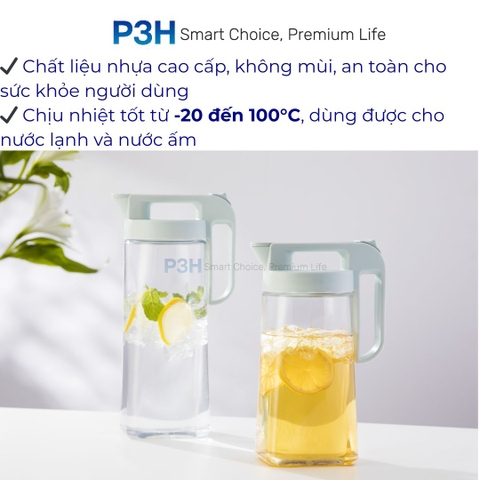 Bình Nước Nhựa Inochi Biwa Plus 1.6L / 2.1L An Toàn Thực Phẩm, Chịu Nhiệt Cao P3H