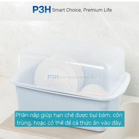 Kệ chén bát Inochi Tokyo có nắp đậy nhựa nguyên sinh kháng khuẩn và hạn chế rêu mốc P3H