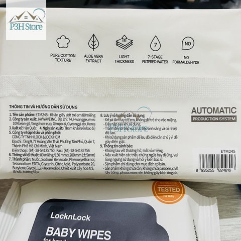 Khăn giấy ướt Lock&Lock Baby Wipes dùng lau tay và miệng ETM245 ETM248 ETM249