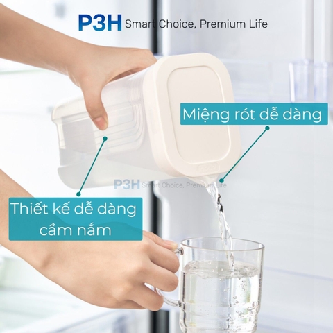 Bình nước Inochi Kita Bold 1.4L nhỏ gọn dùng trữ nước hộc cánh cửa tủ lạnh P3H