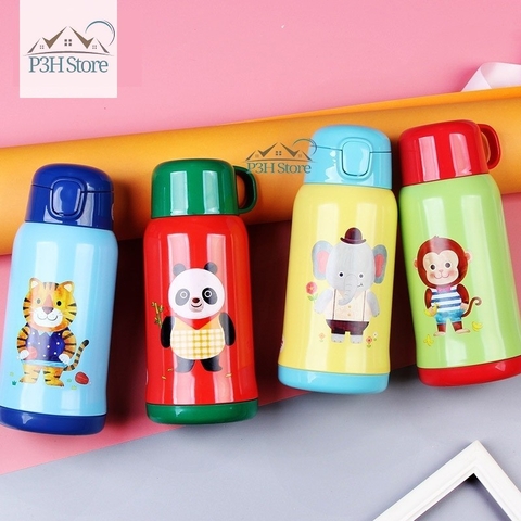 Bình nước giữ nhiệt dành cho bé Lock&Lock Cartoon có quai đeo 2 đầu rót LHC1435