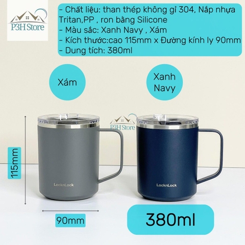 Ly giữ nhiệt LocknLock Bell Tumbler 380ml nắp trượt LHC4319 P3H Store