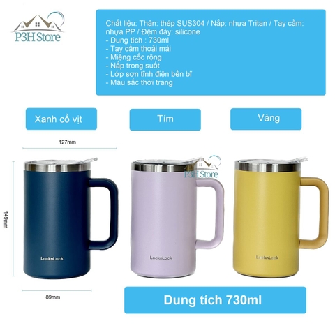 Ly giữ nhiệt Lock&Lock Flat Table Mug 730ml LHC4320 cố giữ nhiệt dung tích lớn thời trang