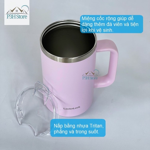 Ly giữ nhiệt Lock&Lock Flat Table Mug 730ml LHC4320 cố giữ nhiệt dung tích lớn thời trang