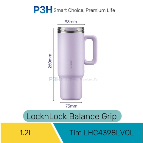 Ly Giữ Nhiệt LocknLock Balance Grip Tumbler 900ml/1200ml Có Tay Cầm, Giữ Nóng Lạnh Tốt, Nắp Tritan, Inox 304 LHC4397 LHC4398 P3H