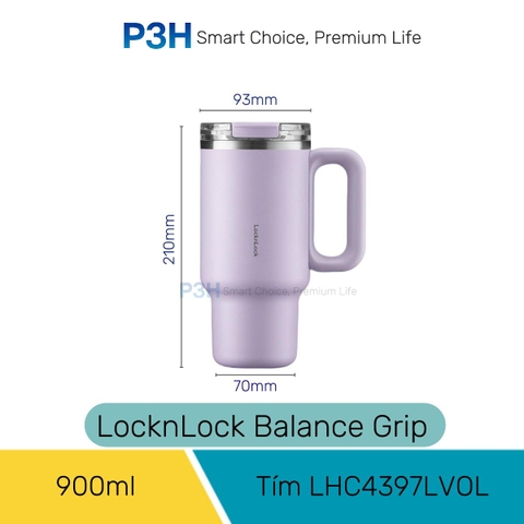 Ly Giữ Nhiệt LocknLock Balance Grip Tumbler 900ml/1200ml Có Tay Cầm, Giữ Nóng Lạnh Tốt, Nắp Tritan, Inox 304 LHC4397 LHC4398 P3H
