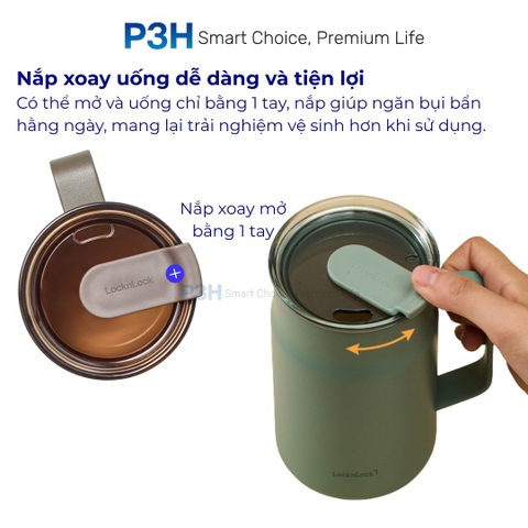 Ca Giữ Nhiệt LocknLock 600ml Phủ sứ Metro Ceramic Mug LHC4282 P3H