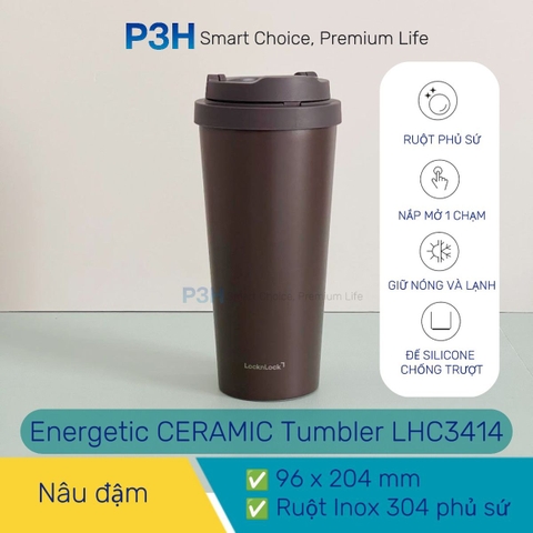 Ly Giữ Nhiệt Lock&Lock lòng ly phủ sứ 550ml Energetic CERAMIC Tumbler LHC3414 P3H Store