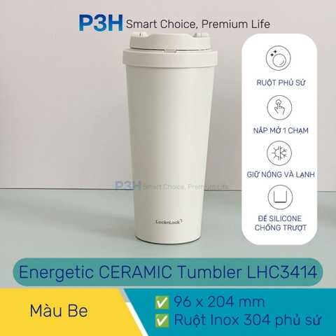 Ly Giữ Nhiệt Lock&Lock lòng ly phủ sứ 550ml Energetic CERAMIC Tumbler LHC3414 P3H Store