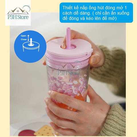 Ly nhựa 2 lớp Lock&Lock Bucket Cold Cup dung tích 580ml HAP520