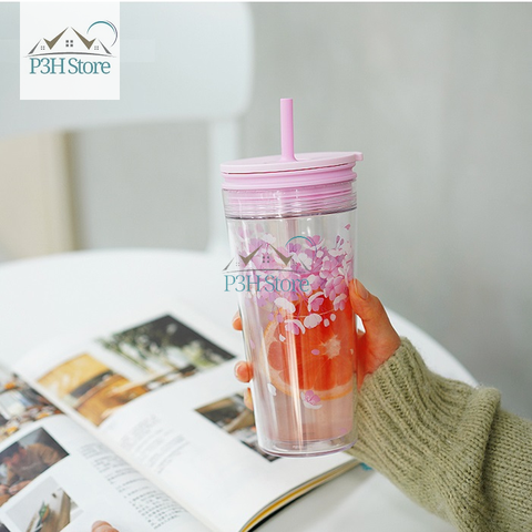 Ly nhựa 2 lớp Lock&Lock Bucket Cold Cup dung tích 580ml HAP520