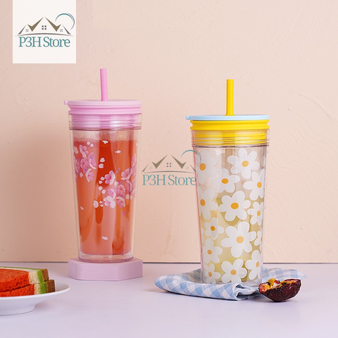 Ly nhựa 2 lớp Lock&Lock Bucket Cold Cup dung tích 580ml HAP520