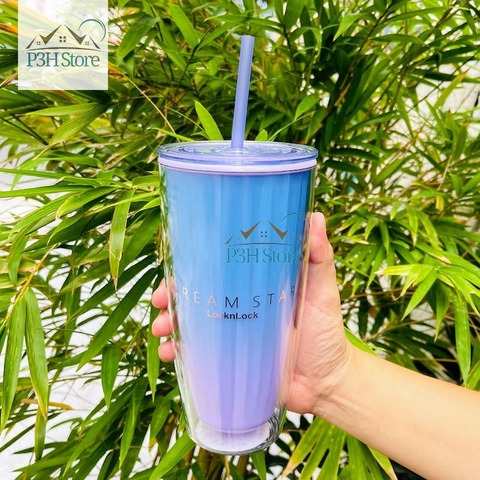 Ly nhựa 2 lớp Lock&Lock Dream Star dung tích 750ml cách nhiệt , có ống hút HAP522 P3HStore