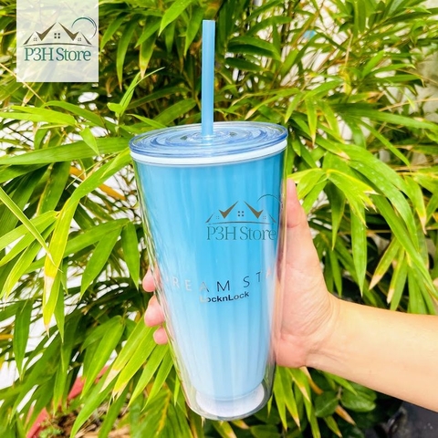 Ly nhựa 2 lớp Lock&Lock Dream Star dung tích 750ml cách nhiệt , có ống hút HAP522 P3HStore