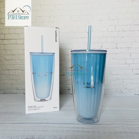 Ly nhựa 2 lớp Lock&Lock Dream Star dung tích 750ml cách nhiệt , có ống hút HAP522 P3HStore