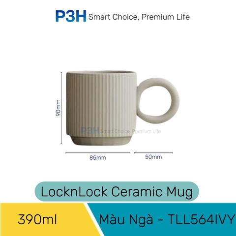 Ly sứ LocknLock Ceramic Mug dung tích 390ml 470ml, Ly Uống Cafe Trà Cao Cấp, Men Nhám Sang Trọng TLL564 TLL554