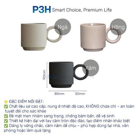 Ly sứ LocknLock Ceramic Mug dung tích 390ml 470ml, Ly Uống Cafe Trà Cao Cấp, Men Nhám Sang Trọng TLL564 TLL554