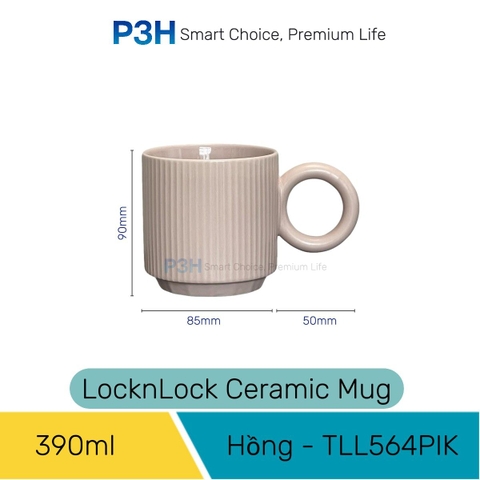 Ly sứ LocknLock Ceramic Mug dung tích 390ml 470ml, Ly Uống Cafe Trà Cao Cấp, Men Nhám Sang Trọng TLL564 TLL554