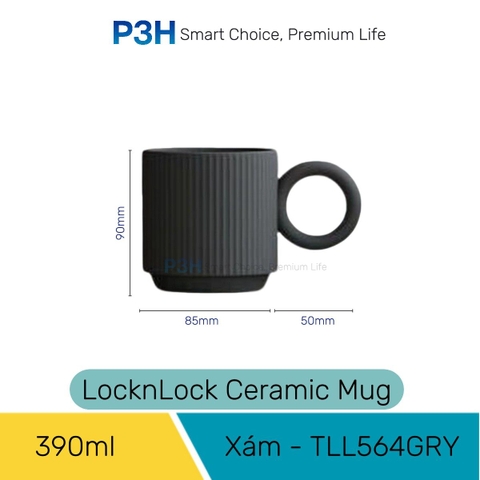 Ly sứ LocknLock Ceramic Mug dung tích 390ml 470ml, Ly Uống Cafe Trà Cao Cấp, Men Nhám Sang Trọng TLL564 TLL554